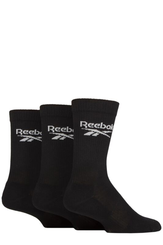 Mens and Women's 3 Pair Reebok Core Ribbed Cotton Crew Socks