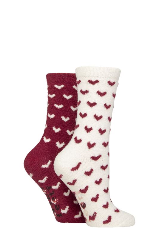 Women's 2 Pair SOCKSHOP Wildfeet Embroidered Cosy Lounge Socks