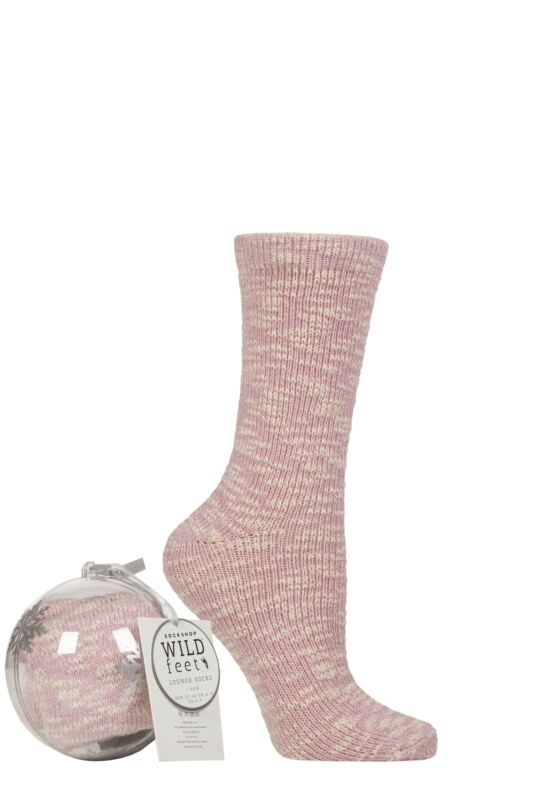 Women's 1 Pair SOCKSHOP Wildfeet Snowflake Gift Boxed Bauble Lounge Socks