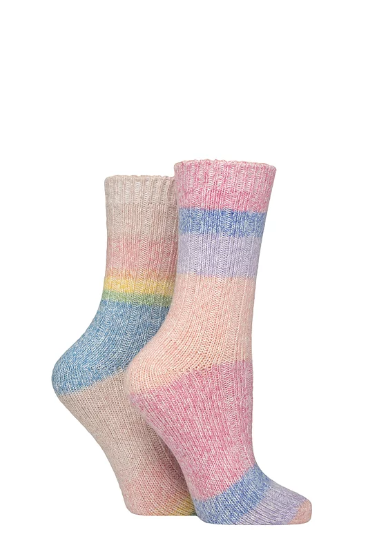 Women's 2 Pair SOCKSHOP Wildfeet Space Dye Super Soft Lounge Socks Space Dye Multi 4-8