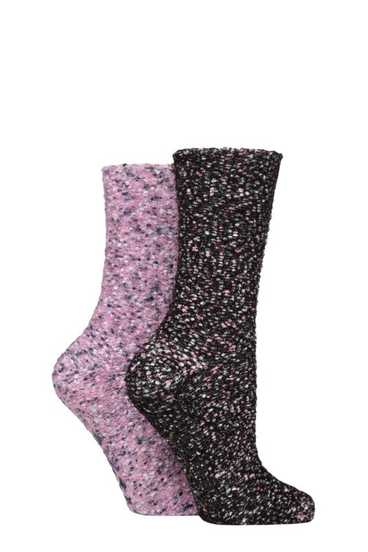 Women's 2 Pair SOCKSHOP Wildfeet Sparkle Popcorn Lounge Socks