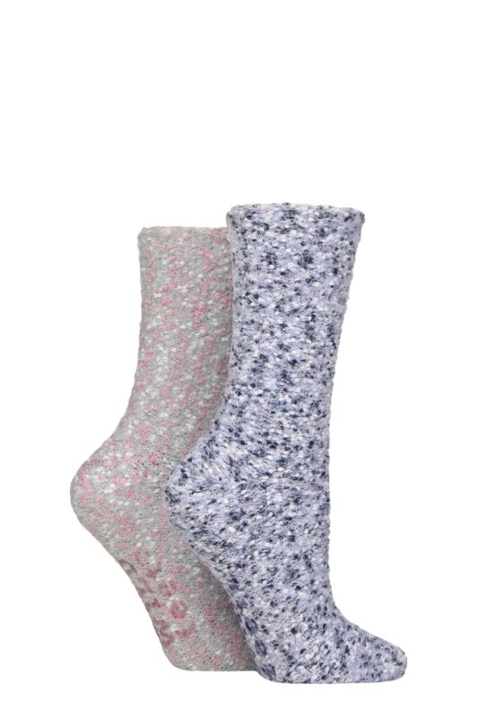 Women's 2 Pair SOCKSHOP Wildfeet Sparkle Popcorn Lounge Socks
