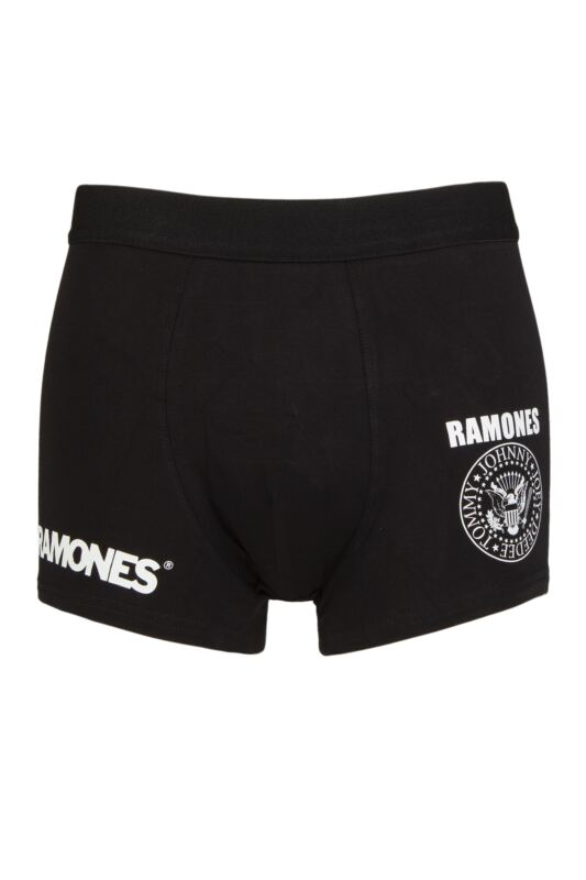 SOCKSHOP Music Collection 1 Pack Ramones Boxer Shorts Black Medium