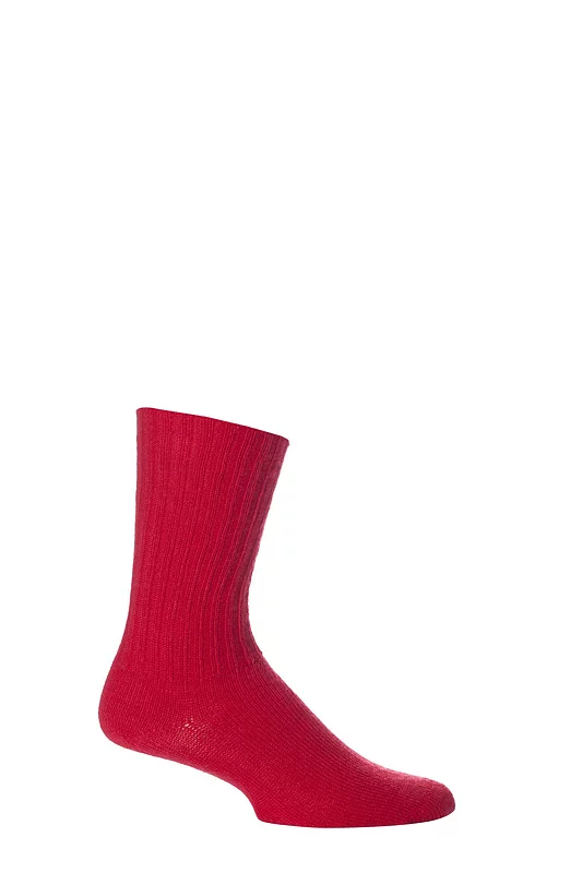 Mens and Women's 1 Pair SOCKSHOP of London Mohair Ribbed Knit Comfort Cuff True Socks Red 11-13