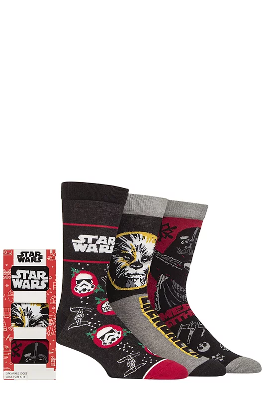 Mens 3 Pair Disney Star Wars Gift Boxed Socks Multi 6-11