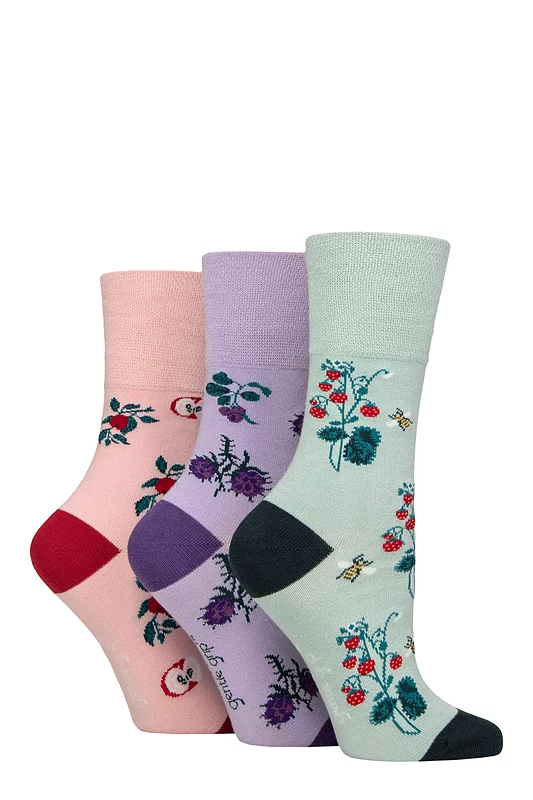 Women's 3 Pair Gentle Grip RHS Royal Horticultural Society Patterned Bamboo Socks