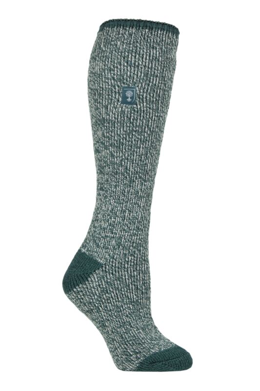 Women's 1 Pair SOCKSHOP Heat Holders 2.3 TOG Original RHS The Royal Horticultural Society Thermal Wellington Boot Socks Teal Green Twist 4-8