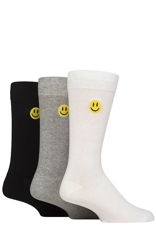 Mens 3 Pair SOCKSHOP Wildfeet Embroidered Socks