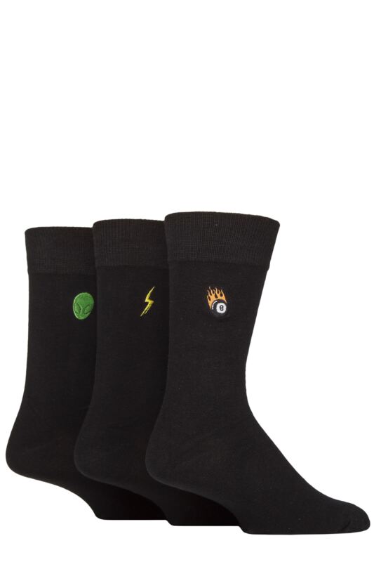 Mens 3 Pair SOCKSHOP Wildfeet Embroidered Socks