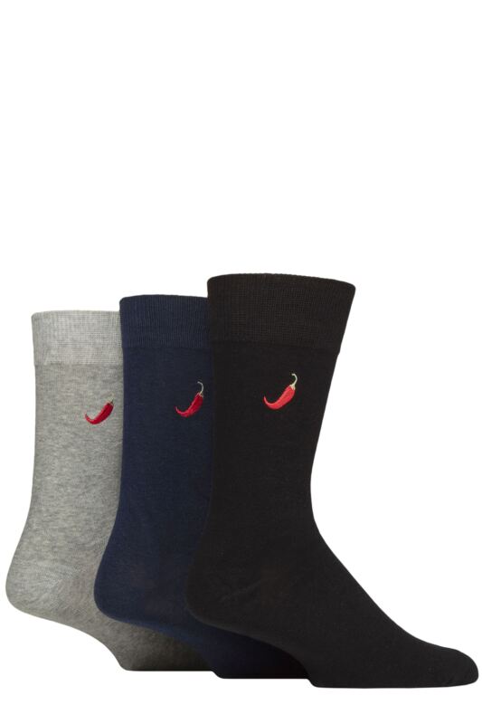 Mens 3 Pair SOCKSHOP Wildfeet Embroidered Socks