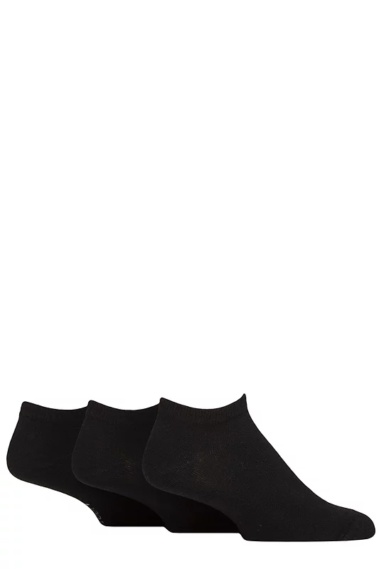 Mens 3 Pair SOCKSHOP Wildfeet Plain Cotton Trainer Socks