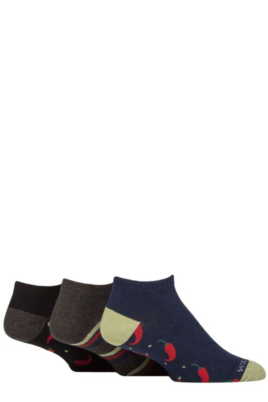 Mens 3 Pair SOCKSHOP Wildfeet Novelty Cotton Trainer Socks
