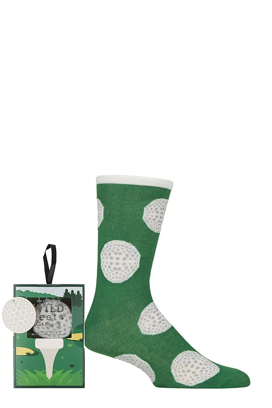 Mens  1 Pair SOCKSHOP Wildfeet Man Cave Gift Boxed Socks Golf Ball & Tee 7-11 Mens