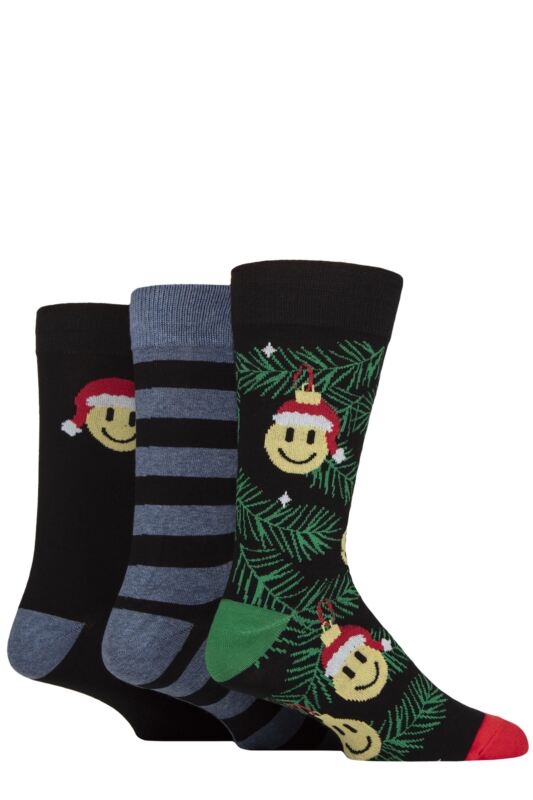 Mens 3 Pair SOCKSHOP Wildfeet Cotton Christmas Gift Socks