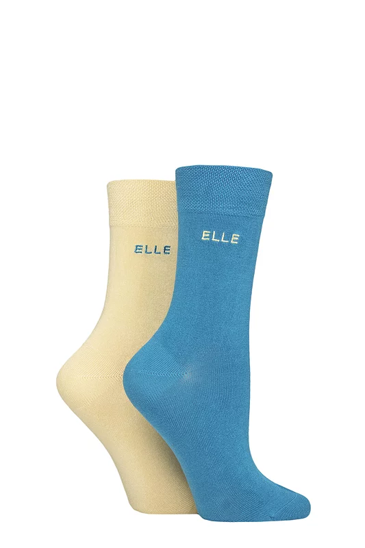 Women's 2 Pair Elle Plain Bamboo Fibre Socks