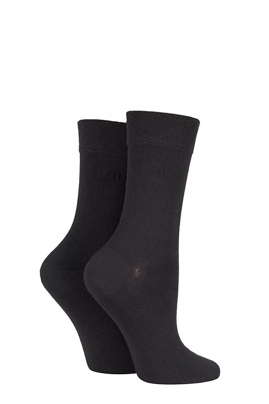 Women's 2 Pair Elle Plain Bamboo Fibre Socks