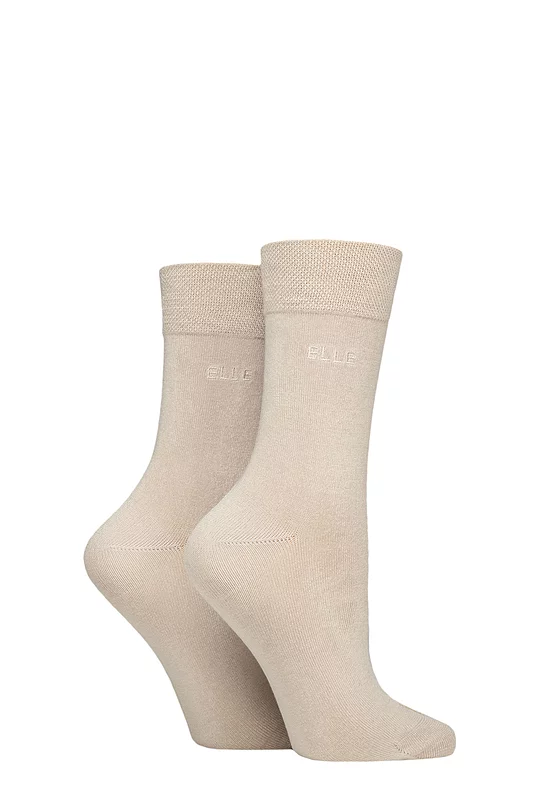 Women's 2 Pair Elle Plain Bamboo Fibre Socks