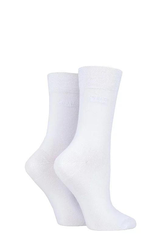 Women's 2 Pair Elle Plain Bamboo Fibre Socks