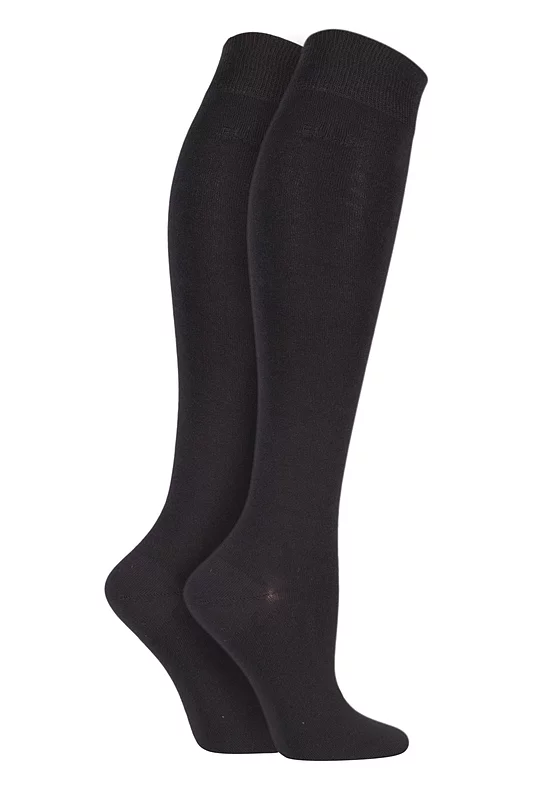 Women's 2 Pair Elle Plain Bamboo Knee Highs