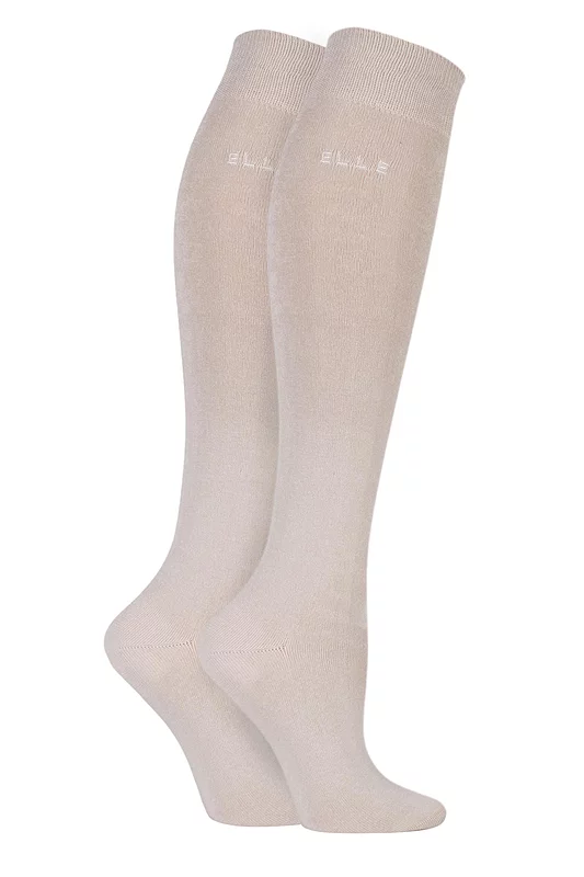 Women's 2 Pair Elle Plain Bamboo Knee Highs