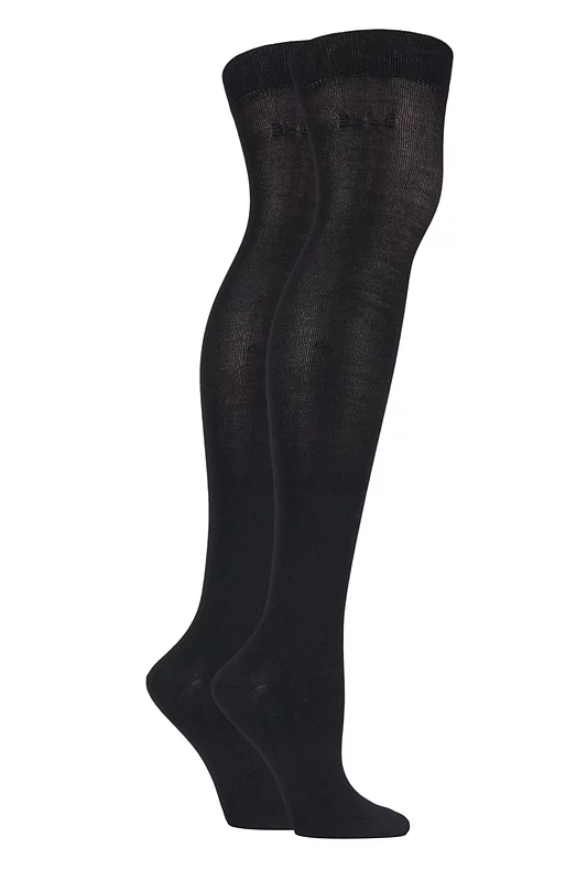 Women's 2 Pair Elle Plain Bamboo Over The Knee Socks