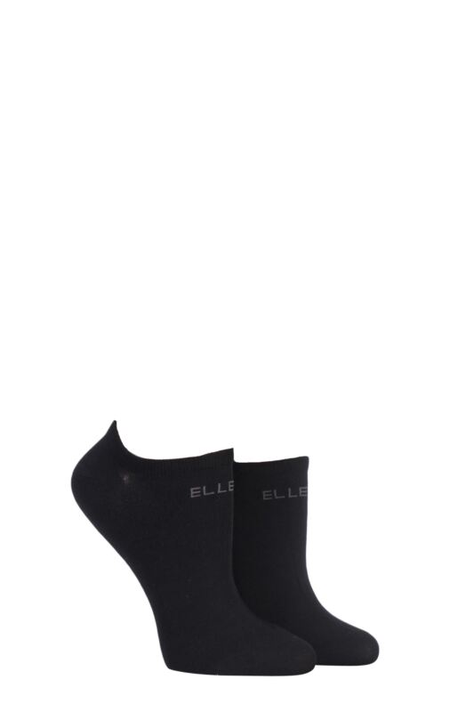 Women's 2 Pair Elle Plain, Patterned and Striped Bamboo No Show Socks Black 4-8