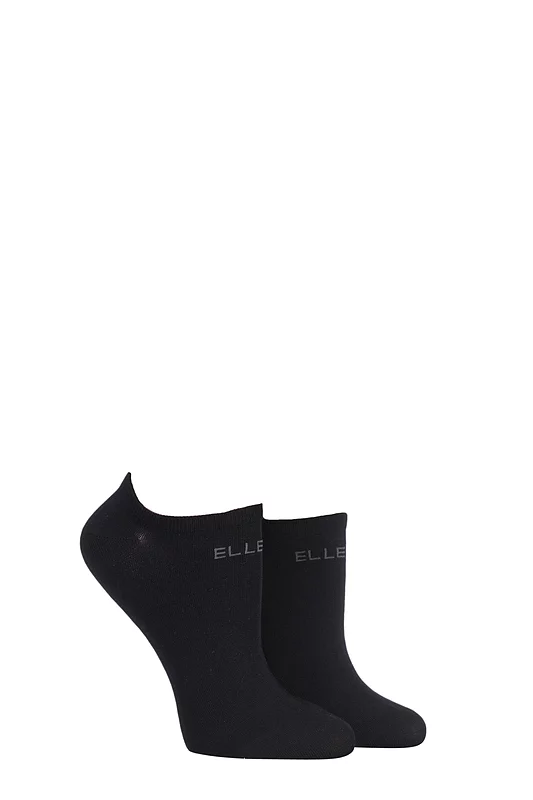 Women's 2 Pair Elle Plain, Patterned and Striped Bamboo No Show Socks
