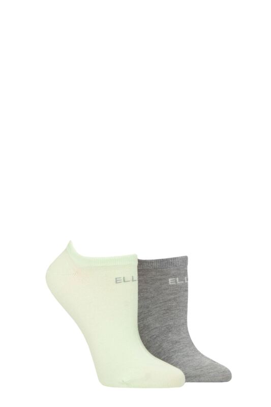 Women's 2 Pair Elle Plain, Patterned and Striped Bamboo No Show Socks Keylime Pie Plain 4-8