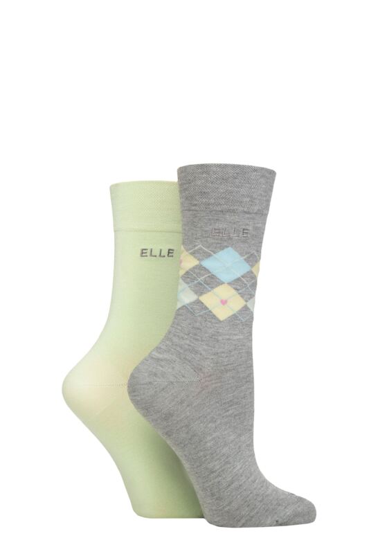 Women's 2 Pair Elle Bamboo Patterned and Plain Socks