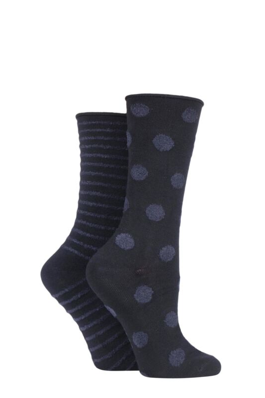 Women's 2 Pair Elle Bamboo Feather Striped Socks