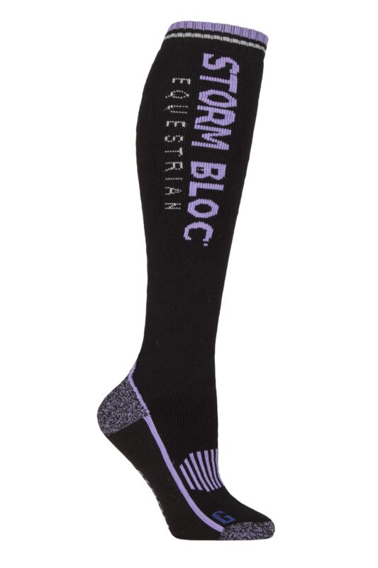 Women's 1 Pair Storm Bloc BlueGuard Patterdale Plain Patterned and Argyle Cotton Long Leg  Equestrian Socks Logo Black / Purple 4-8