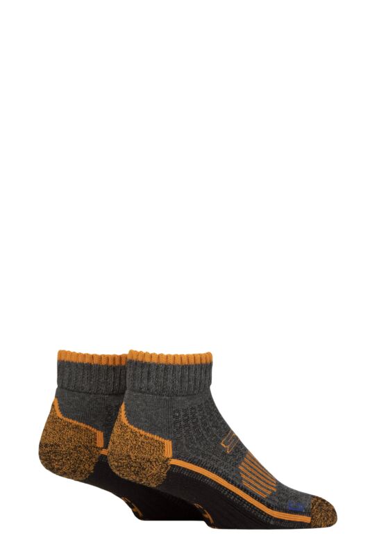Mens 2 Pair Storm Bloc with BlueGuard Ankle High Walking Socks Grey / Amber 6-8.5