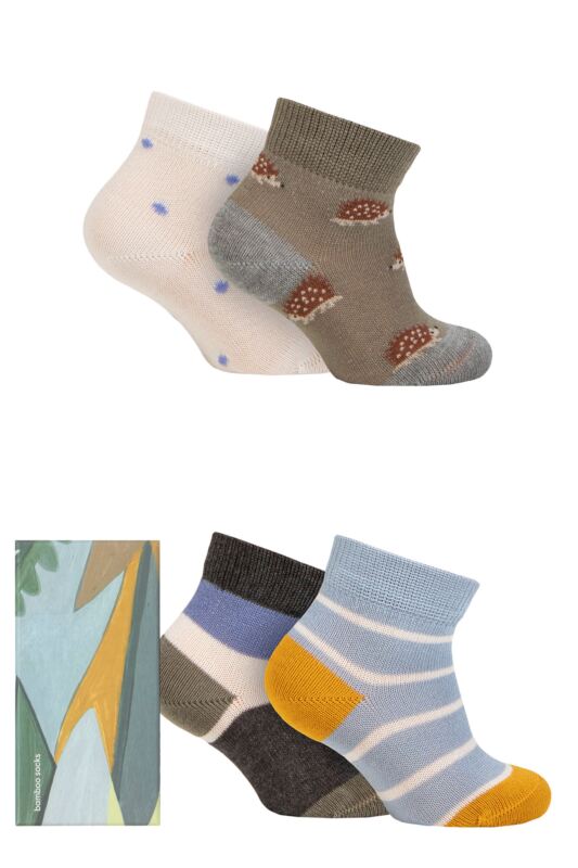 Babies and Kids 4 Pair Thought Ray Bamboo Hedgehog Gift Boxed Socks