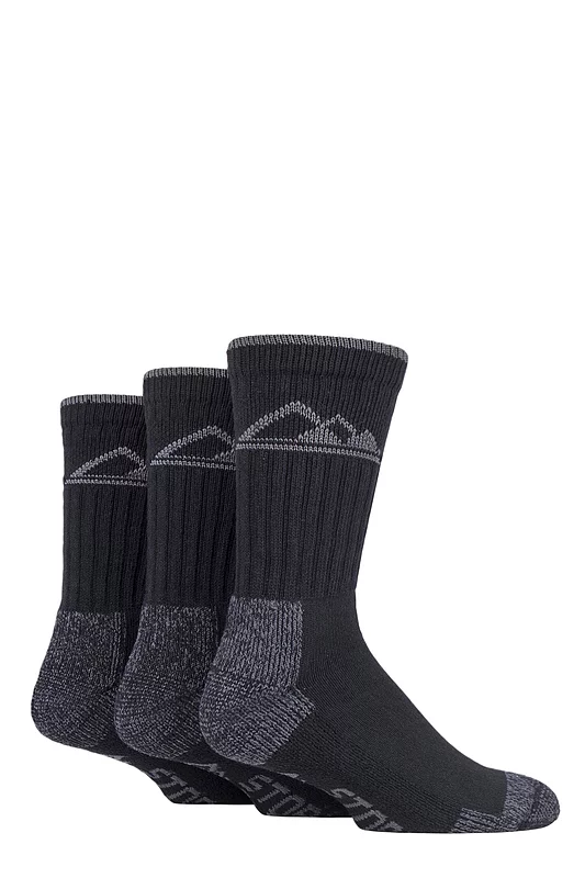 Mens 3 Pair Storm Bloc Luxury Boot Socks Black / Grey 6-11 Mens