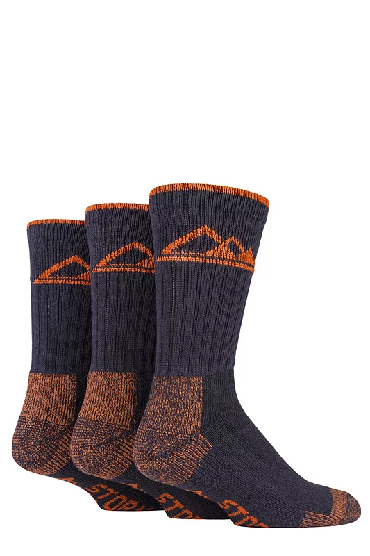 Mens 3 Pair Storm Bloc Luxury Boot Socks Charcoal / Amber 6-11 Mens