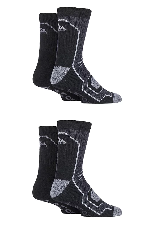 Mens 4 Pair Storm Bloc Technical Boot Socks Black  /  Charcoal  /  Grey 6-11 Mens