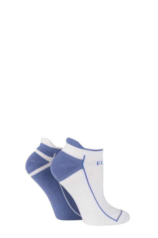Women's 2 Pair Elle Sports Cotton Cushioned Trainer Socks Peace Blue 4-8