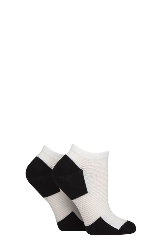 Women's 2 Pair Elle Bamboo Sheer Stripe Cushioned Heel and Toe No-Show Socks