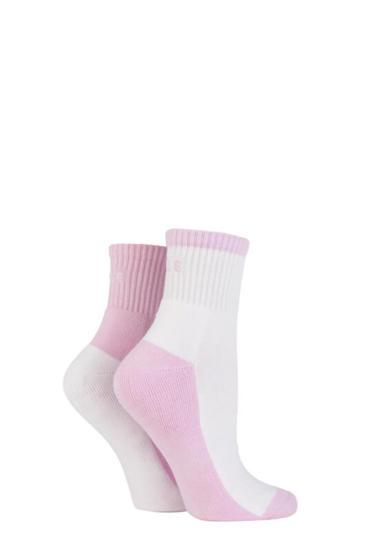 Women's 2 Pair Elle Sports Cushioned Ankle Socks Fresh Pink 4-8