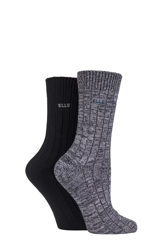 Women's 2 Pair Elle Chunky Cotton Ribbed Boot Socks