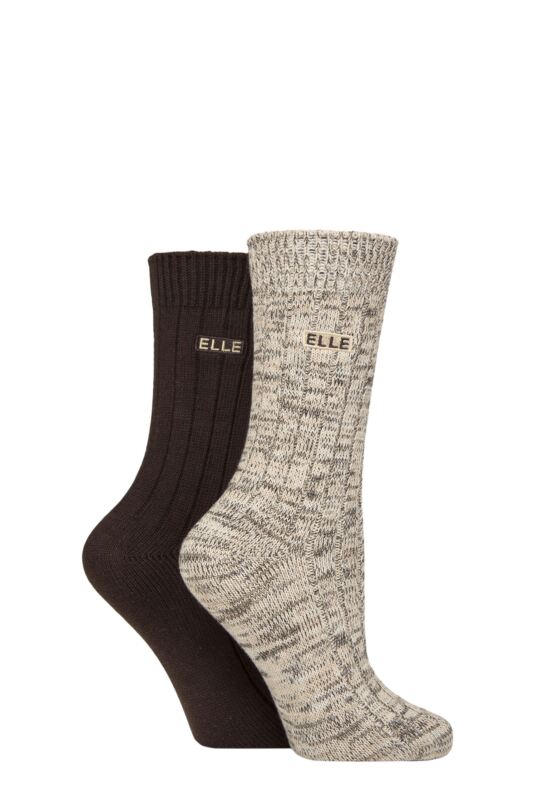 Women's 2 Pair Elle Chunky Cotton Ribbed Boot Socks