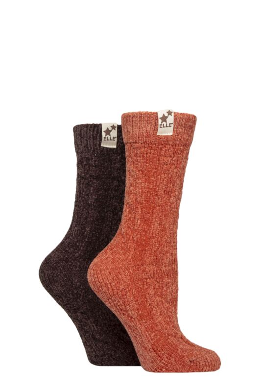 Women's 2 Pair Elle Cable Knit Chenille Boot Socks Wild Poppy 4-8