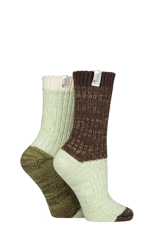 Women's 2 Pair Elle Chunky Ribbed Boot Socks Forager 4-8