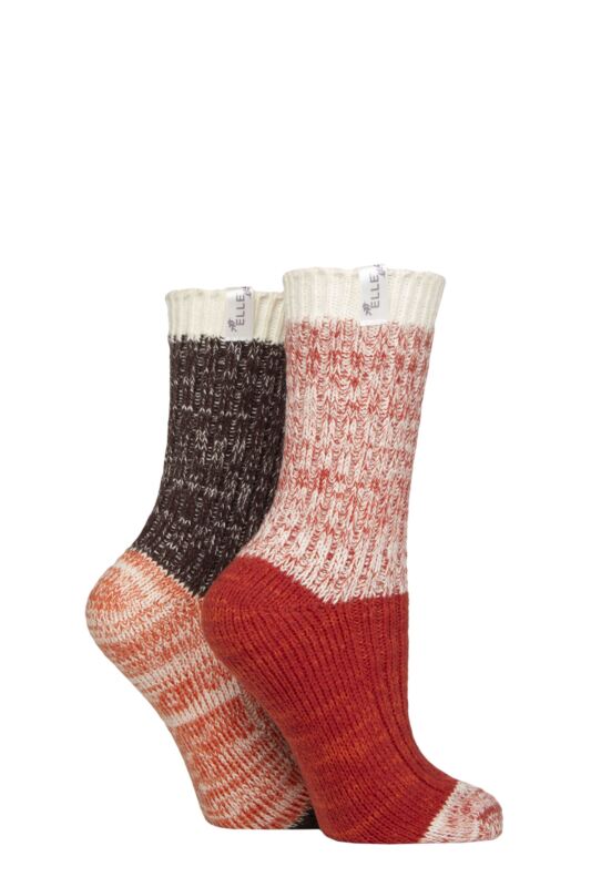 Women's 2 Pair Elle Chunky Ribbed Boot Socks Wild Poppy 4-8
