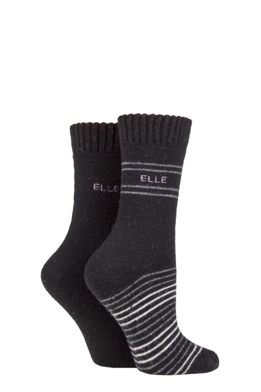Women's 2 Pair Elle Wool Mix Brushed Inside Boot Socks