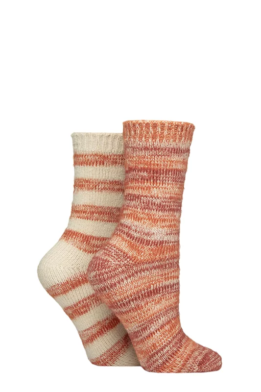 Women's 2 Pair Elle Soft Stripe Boot Socks Wild Poppy 4-8