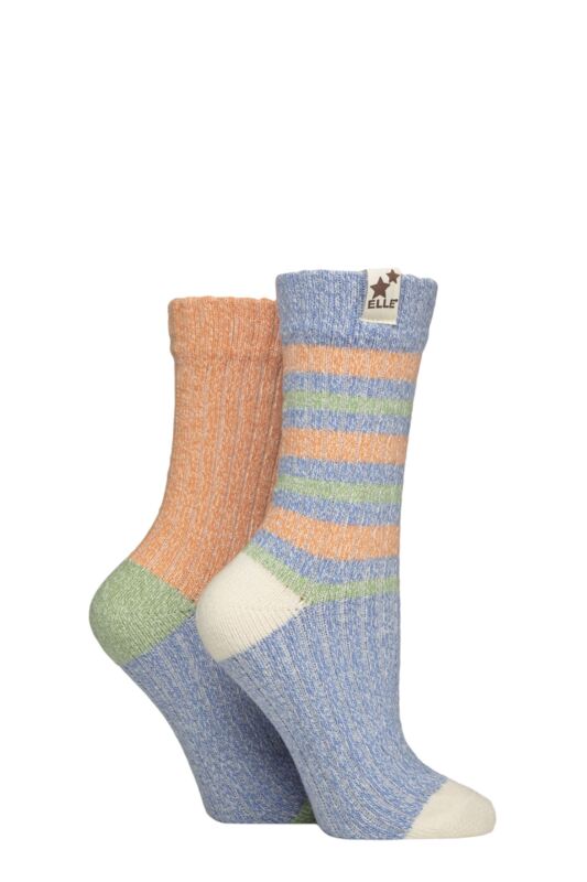 Women's 2 Pair Elle Soft Ribbed Boot Socks Coral Blaze 4-8