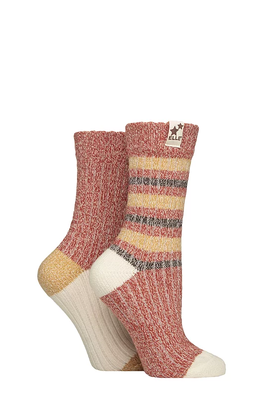Women's 2 Pair Elle Soft Ribbed Boot Socks Wild Poppy 4-8