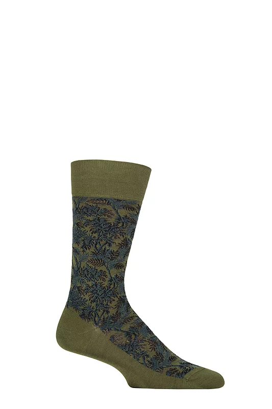 Mens 1 Pair Pantherella x Sanderson Tapestry Trees Egyptian Cotton Socks