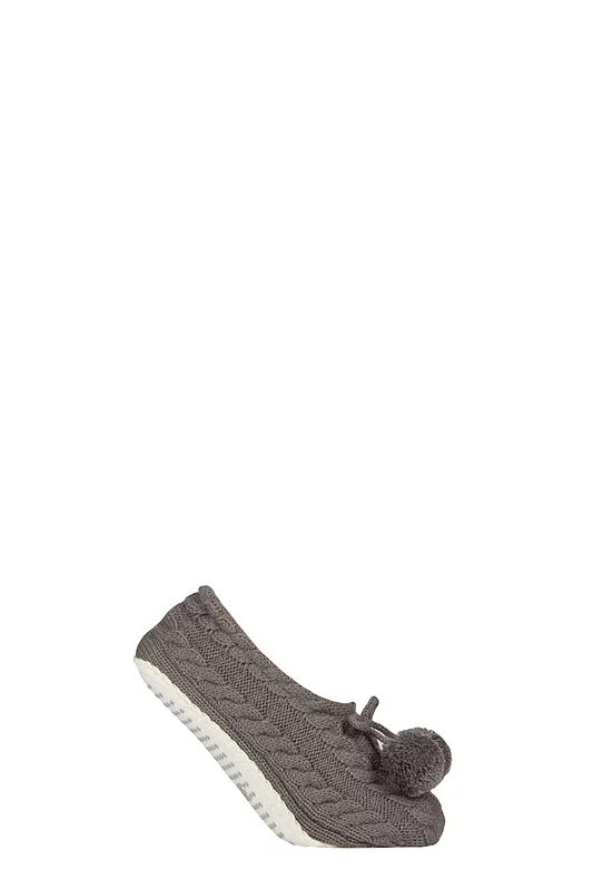 Women's 1 Pair Elle Cable Knit Moccasin Slipper Socks